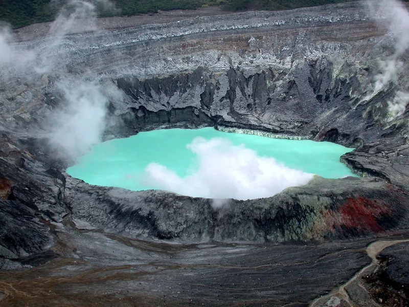The turquoise crater lake of Poás